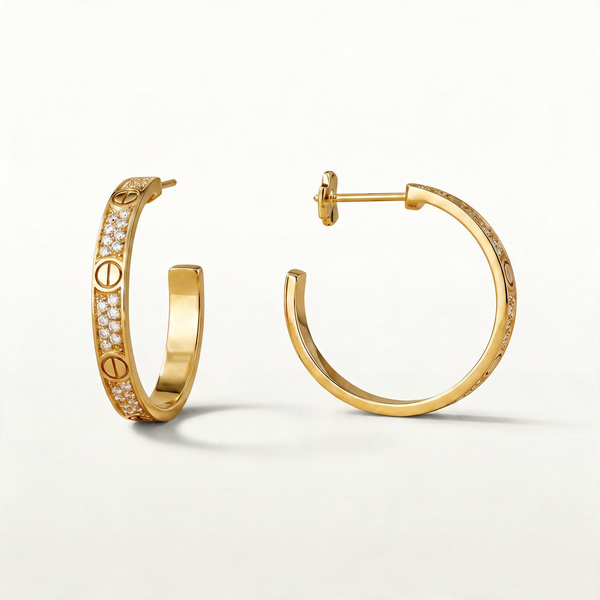 Medium Love 2 Row Pavé Hoop Earrings