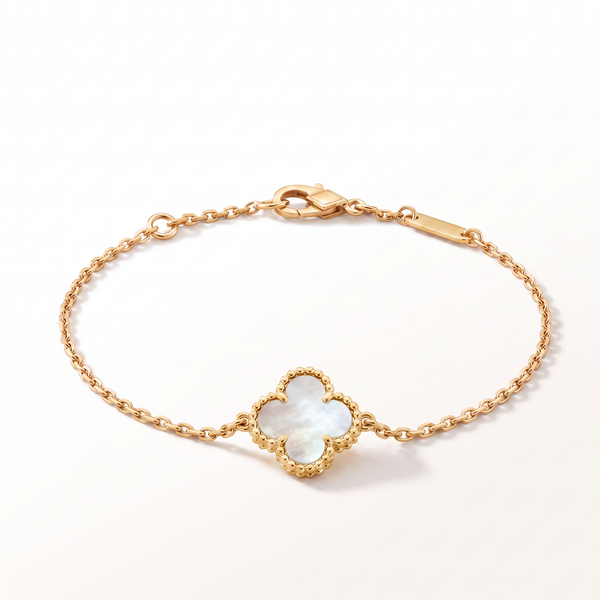Sweet Alhambra White Pearl Clover Bracelet