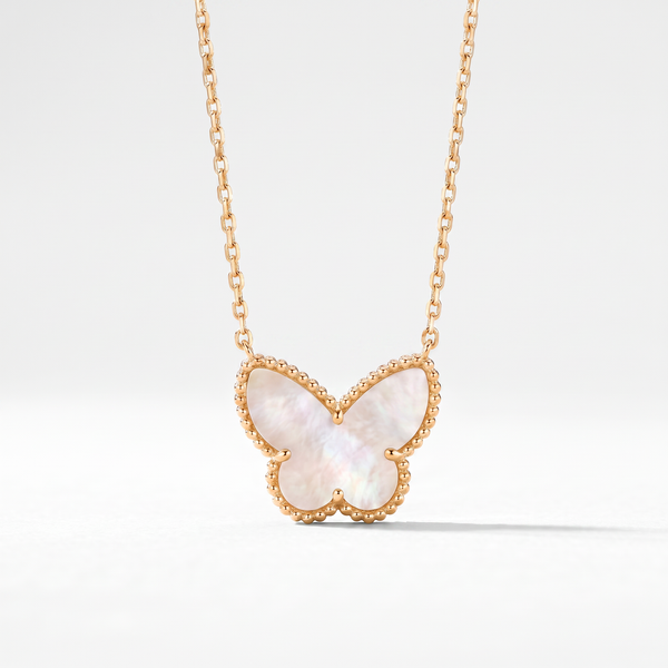 Vintage Alhambra Butterfly Charm Gold Tone Necklace