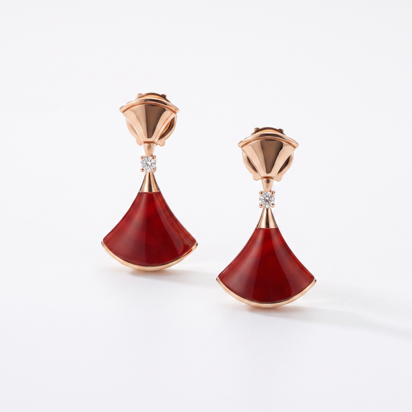 Diva's Dream Red Fan Drop Earrings