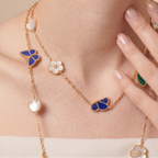 Alhambra Lucky Flower Butterfly Leaf Long 20 Motifs Necklace