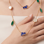Alhambra Lucky Flower Butterfly Leaf Long 20 Motifs Necklace