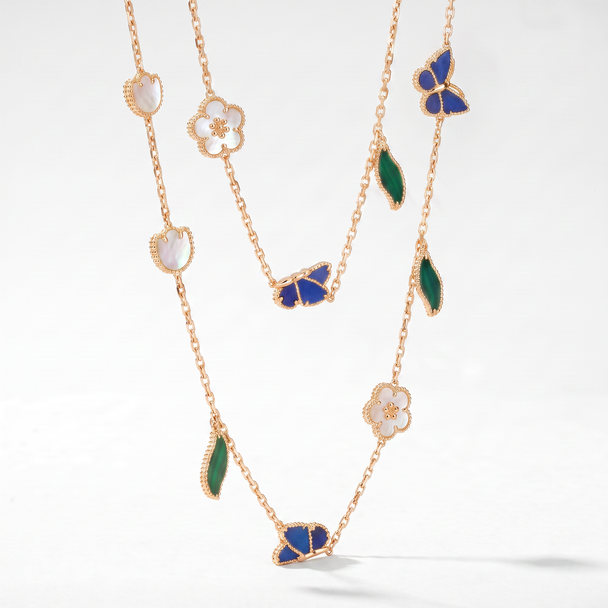 Alhambra Lucky Flower Butterfly Leaf Long 20 Motifs Necklace