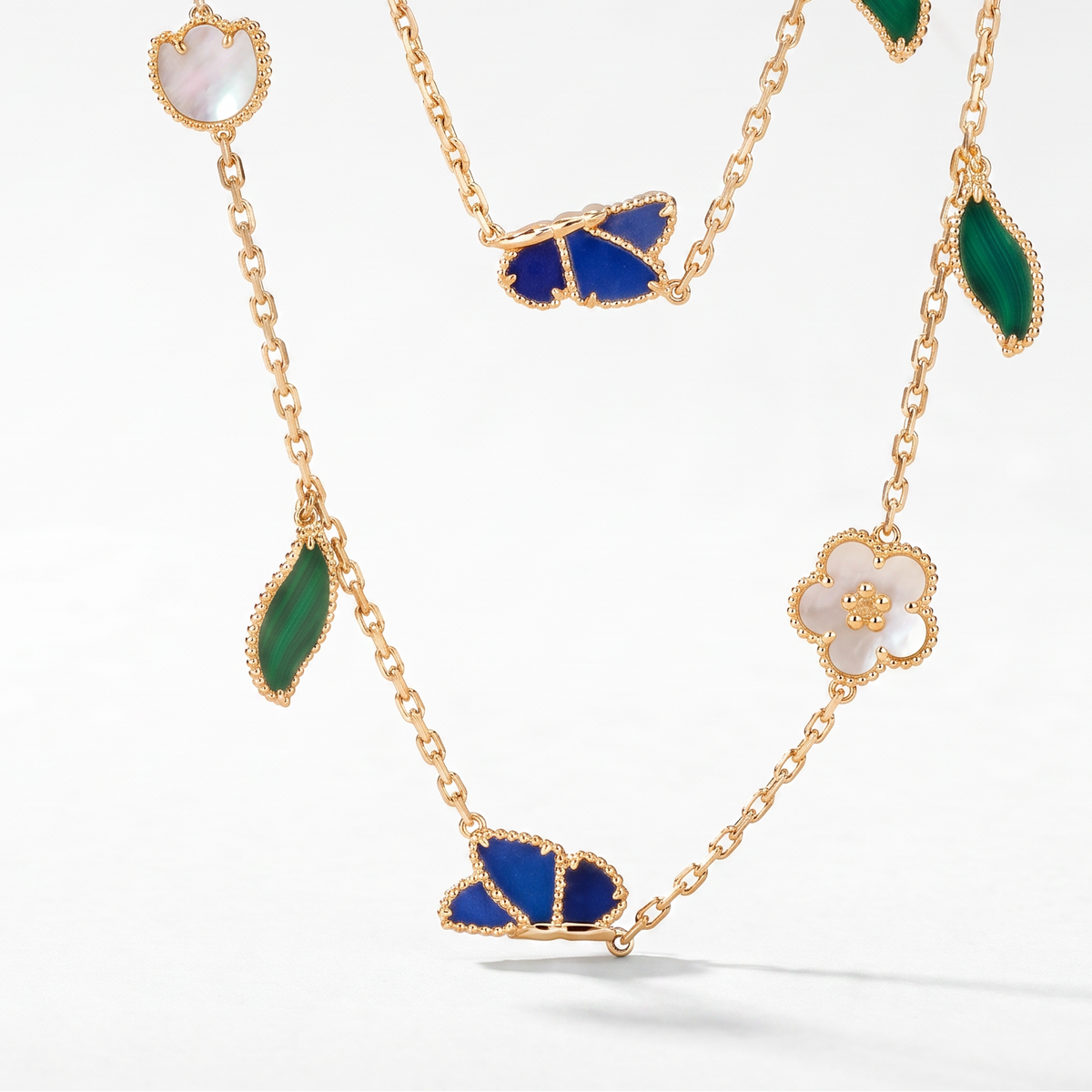 Alhambra Lucky Flower Butterfly Leaf Long 20 Motifs Necklace