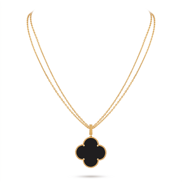 Magic Alhambra Black Onyx Clover 1 Motif Necklace