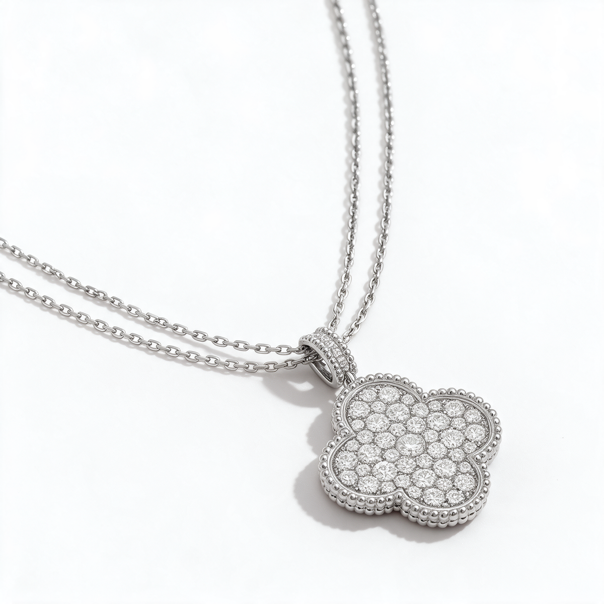 Magic Alhambra Diamond Clover 1 Motif Long Necklace