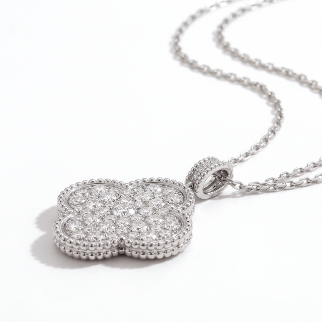 Magic Alhambra Diamond Clover 1 Motif Long Necklace