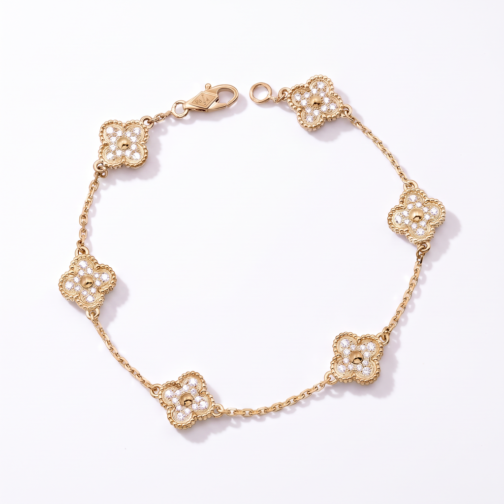 Sweet Alhambra 6 Diamond Clover Motifs Bracelet