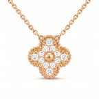 Vintage Alhambra Diamond Clover 1 Motif Necklace