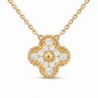 Vintage Alhambra Diamond Clover 1 Motif Necklace