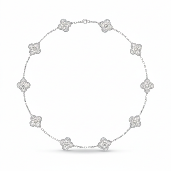 Vintage Alhambra Diamond Clover 10 Motifs Necklace