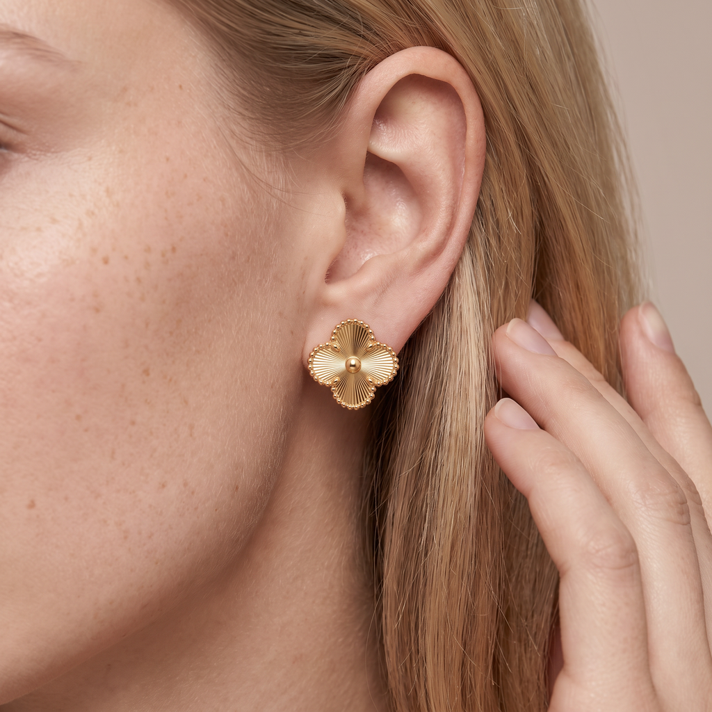 Vintage Alhambra Guilloche Clover Earrings