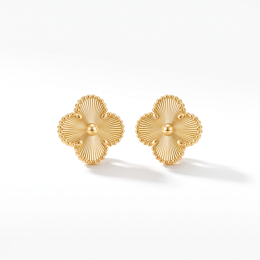 Vintage Alhambra Guilloche Clover Earrings