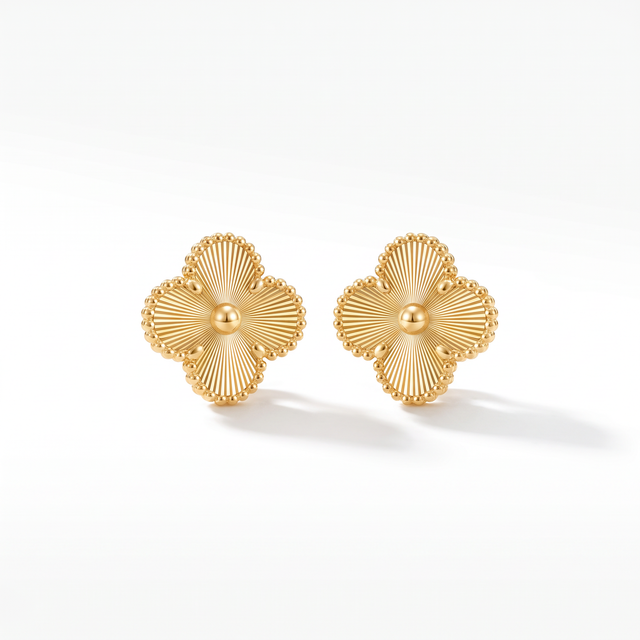 Vintage Alhambra Guilloche Clover Earrings