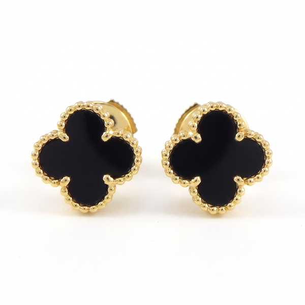Vintage Alhambra Onyx Motif Earrings