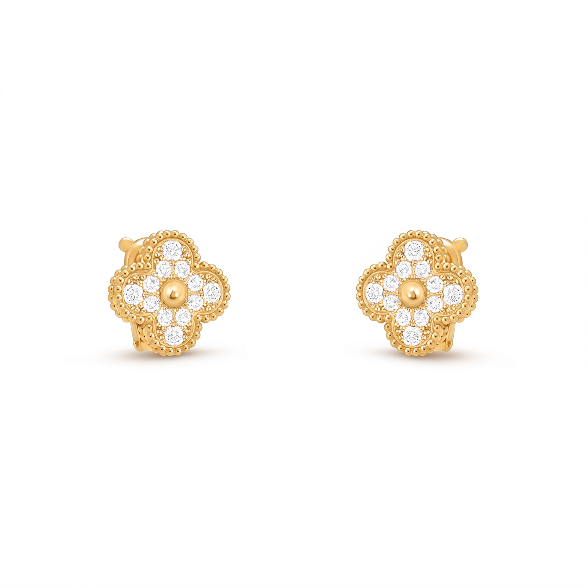 Vintage Alhambra Paved Diamond Earrings