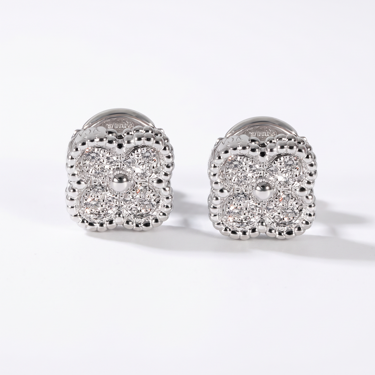 Vintage Alhambra Paved Diamond Earrings
