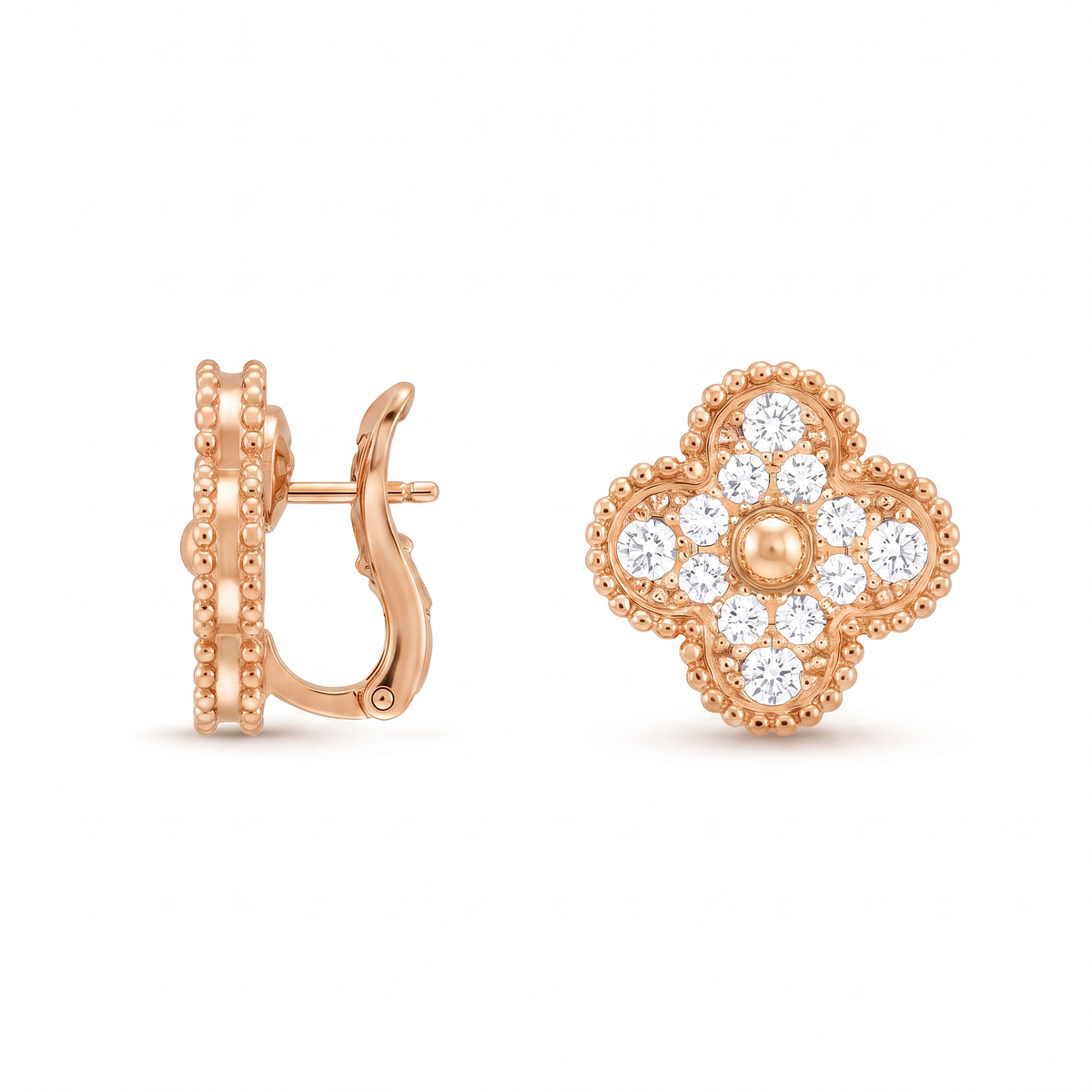 Vintage Alhambra Paved Diamond Earrings